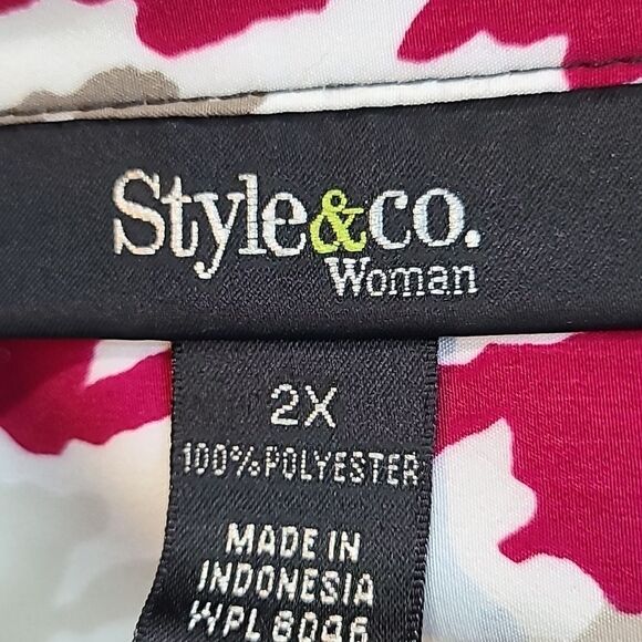 Style & Co Rose, Black,    White & Gray Printed Buttondown Blouse, Size 2X - Picture 10 of 10